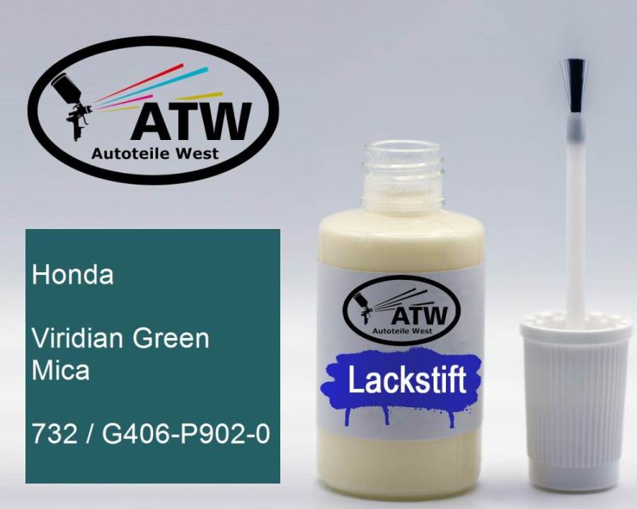 Honda, Viridian Green Mica, 732 / G406-P902-0: 20ml Lackstift, von ATW Autoteile West.